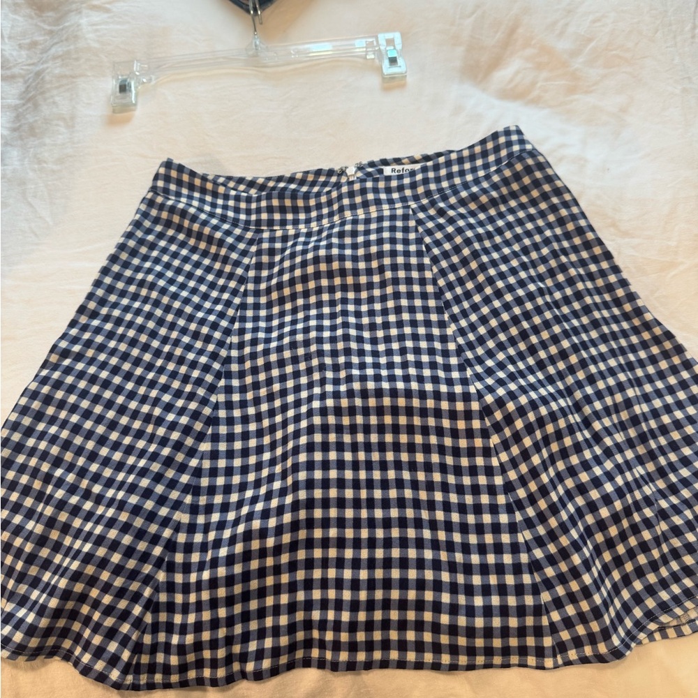 Reformation Black and White Pleated Mini Skirt